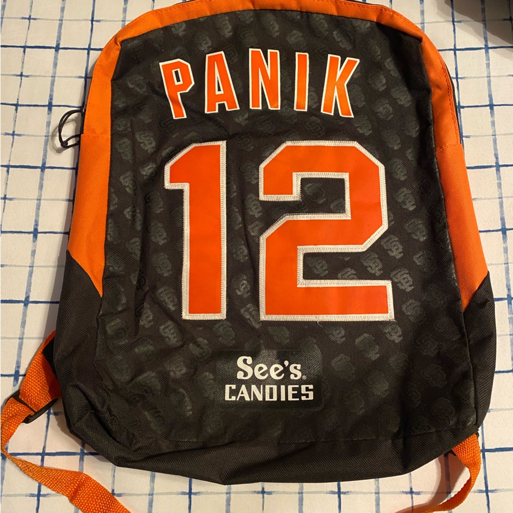 San Francisco GIANTS 2016 JOE PANIK BACKPACK, California SEE'S CANDIES
